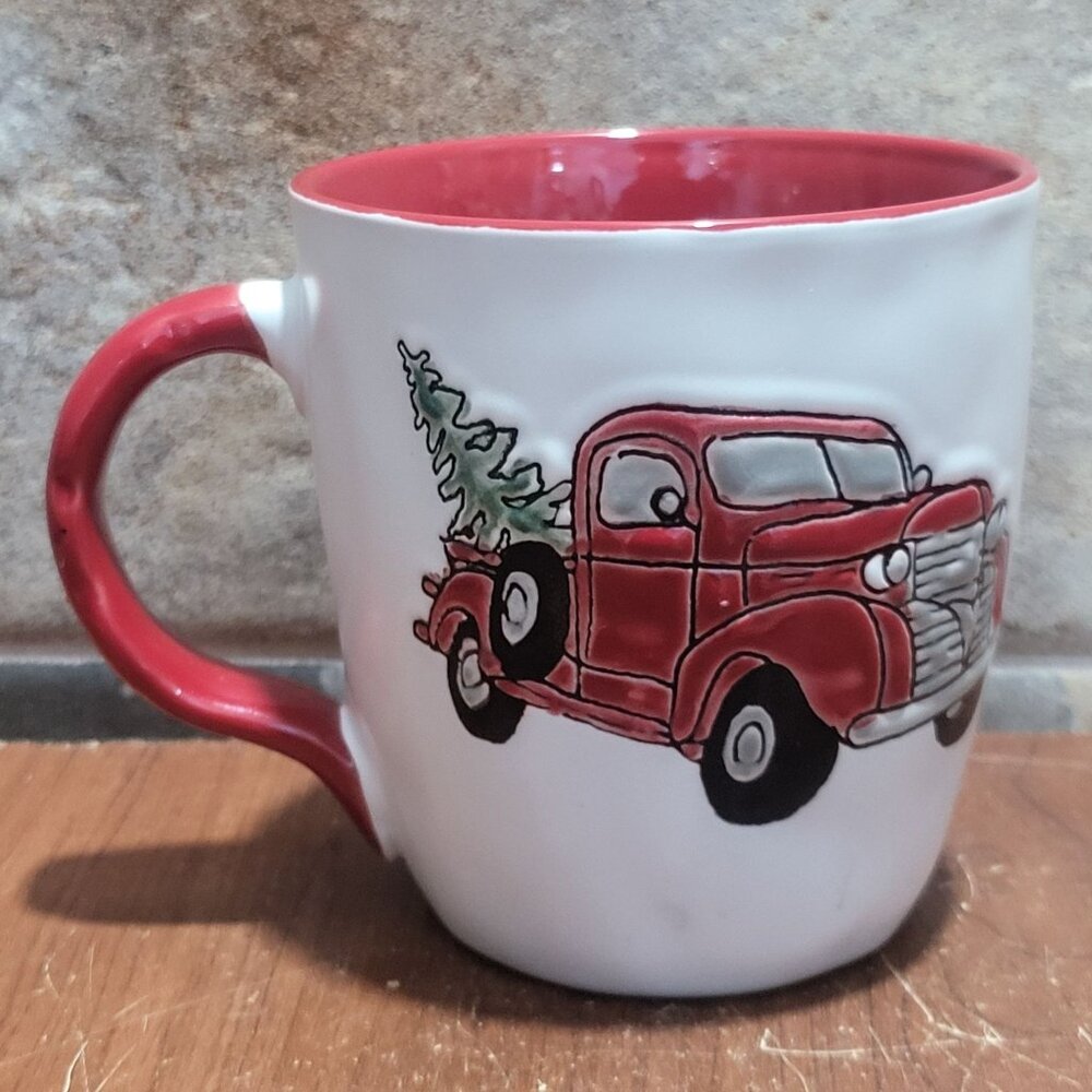 Spectrum Designz Ceramic Mug Red Vintage Truck Christmas